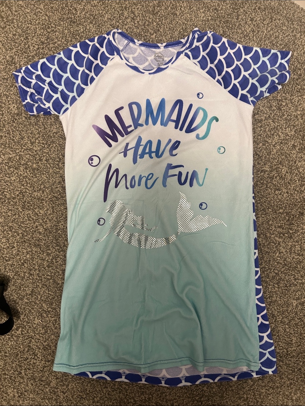 wonder nation Blue and White Mermaid Scale Swim Cover-Up